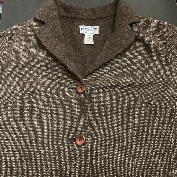 Pendleton Wool Button-Front Coat Speckled Brown - Picture 1 of 5